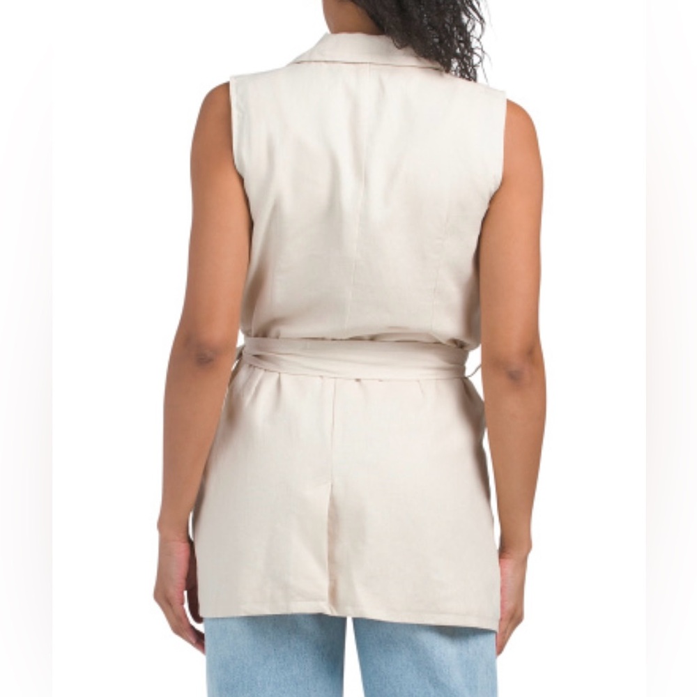 Ellen Tracy Cream Belted Vest - Picture 2 of 2